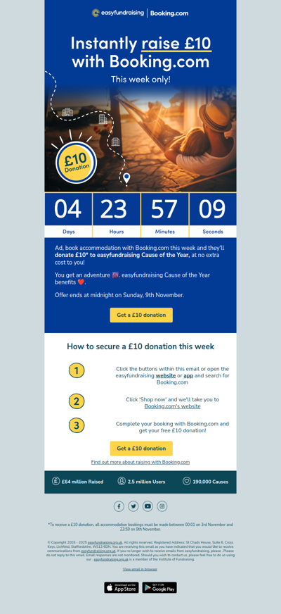 £10 for easyfundraising Cause of the Year 💸