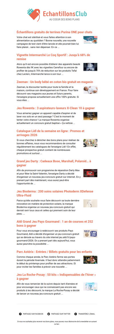 EchantillonsClub.com : Échantillons gratuits Purina ONE, bodys bio offerts,...