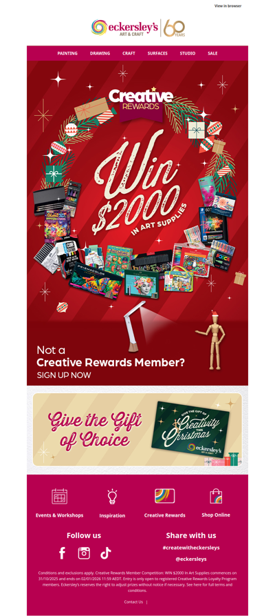 WIN $2000 in Art Supplies! Creative Rewards Member Exclusive