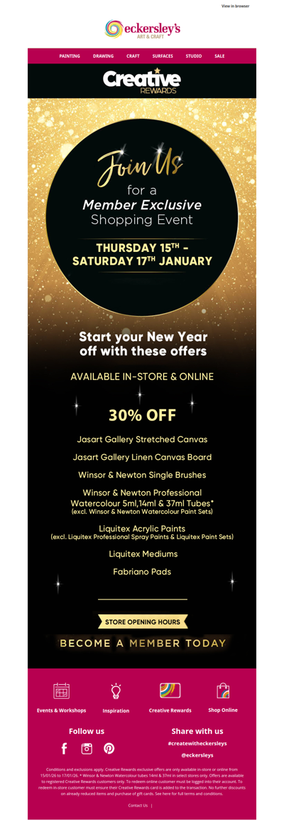 You're Invited to a Creative Rewards Member Shopping Event