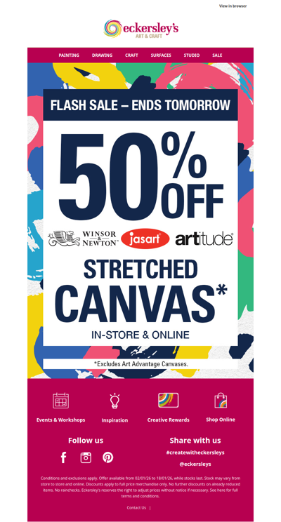 ENDS TOMORROW! 50% Off Stretched Canvas*