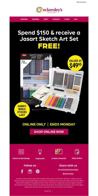 FREE Jasart Sketch Art Set when you spend $150 | Online Only