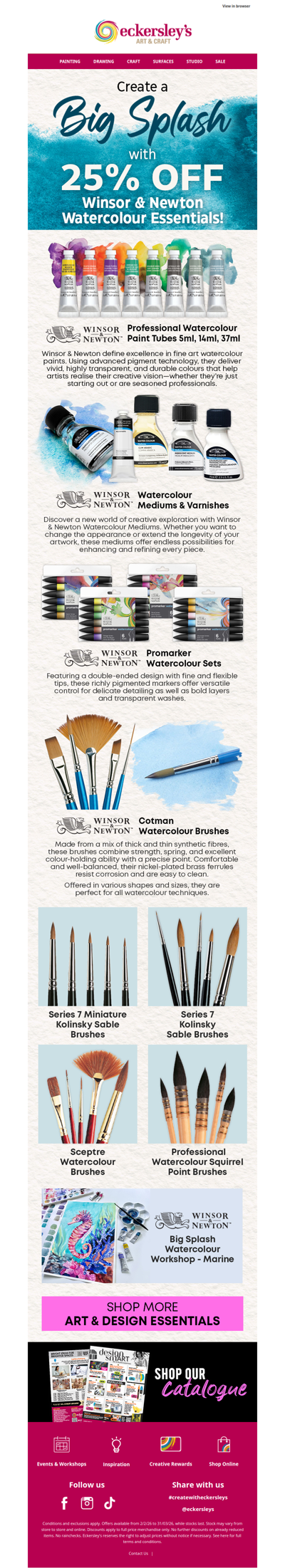 Create a BIG Splash with 25% OFF Winsor & Newton Watercolour Essentials