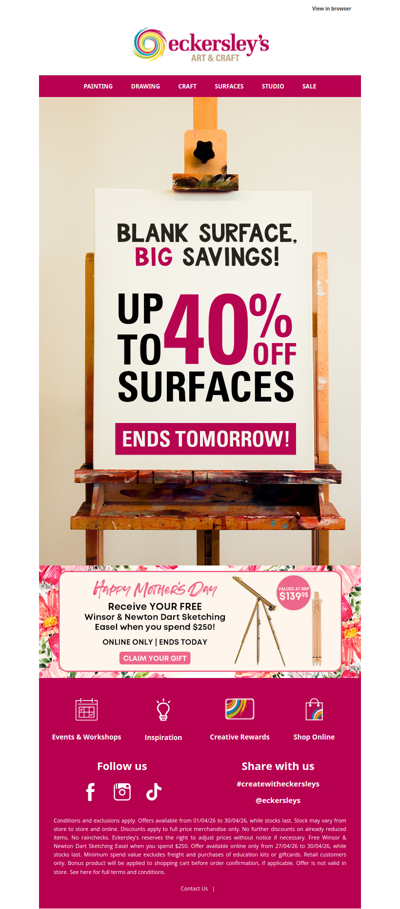 Up to 40% Off Surfaces - Ends Today!