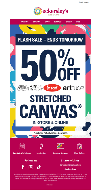 ENDS TOMORROW! 50% Off Stretched Canvas!*