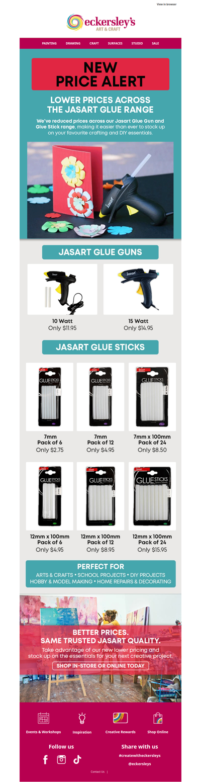 New lower prices on Jasart glue essentials.