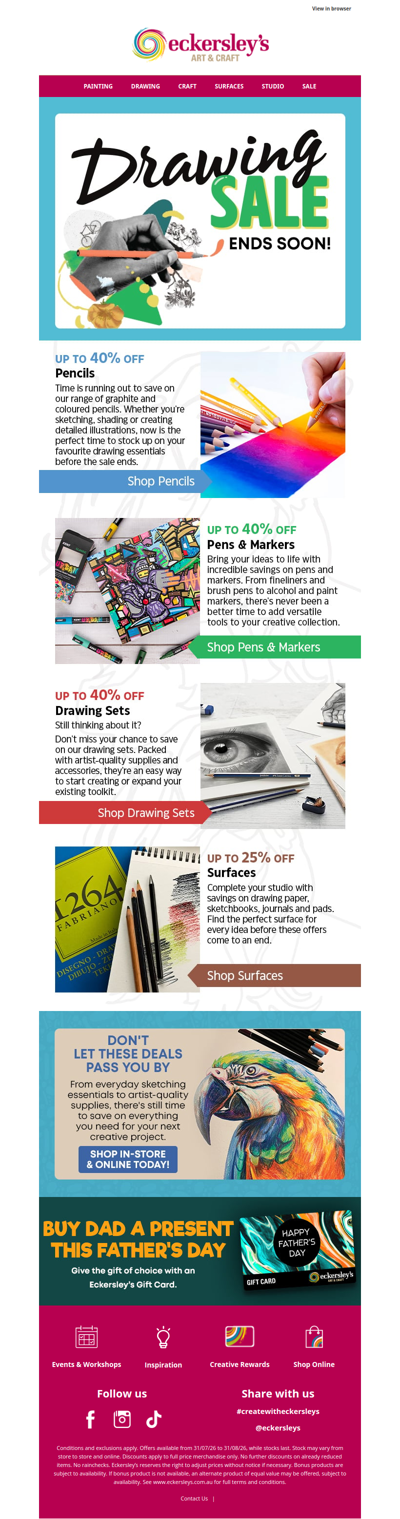Last chance to save on drawing essentials! ✏️