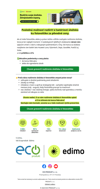 Nezmeškajte! Rozšírenie úložiska k fotovoltike za staré ceny.