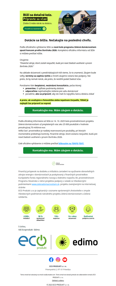 📢 Čas sa kráti. Pripravte sa na dotáciu.