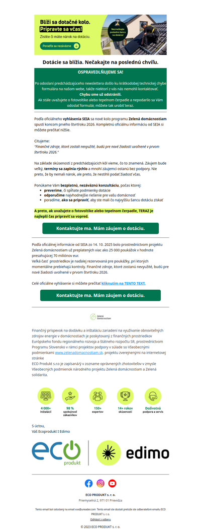 📢Už len 14 dní. Dotácie na fotovoltiku sa blížia.