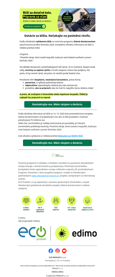 📢 Formulár už funguje. Nezmeškajte dotáciu