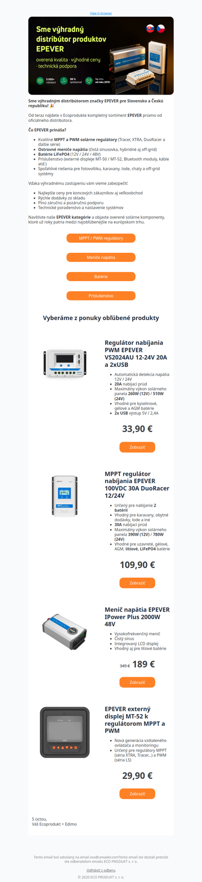 ⚡Výhradný distribútor EPEVER