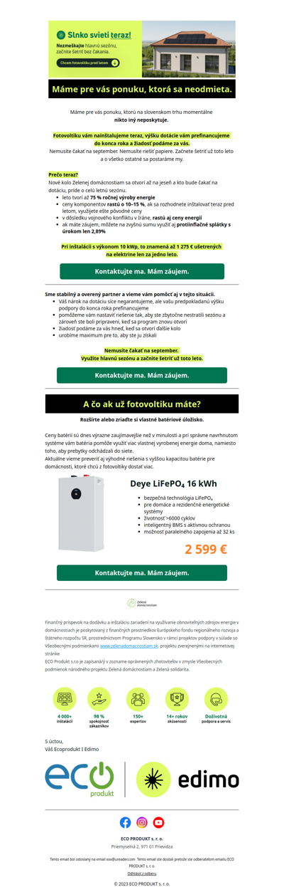 ☀️Nezmeškajte hlavnú sezónu! Dotáciu vám prefinancujeme.