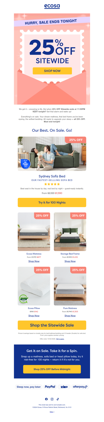 Pay Less. Sleep Better. No Catch.