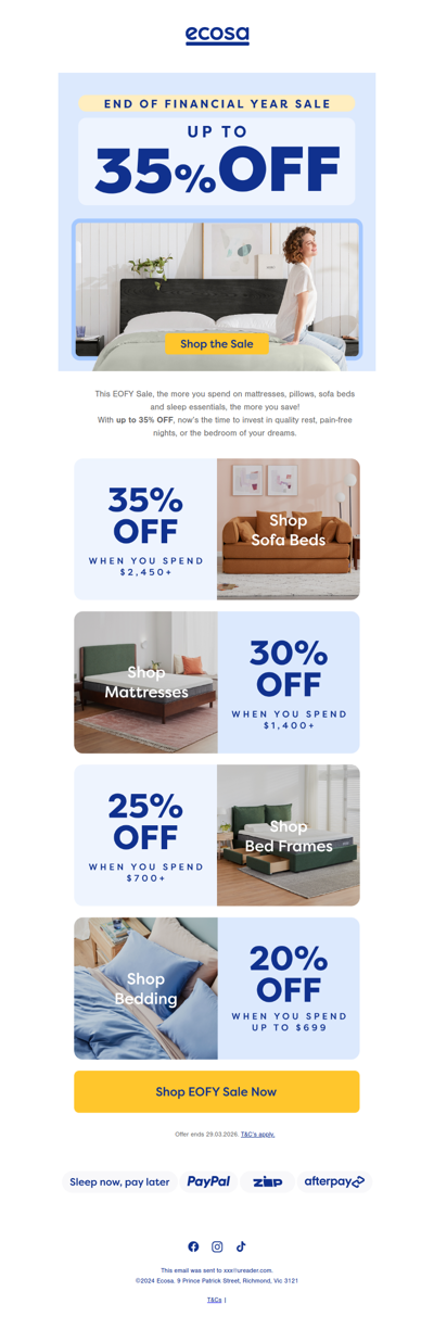 Sleep & Save: EOFY Deals Inside!