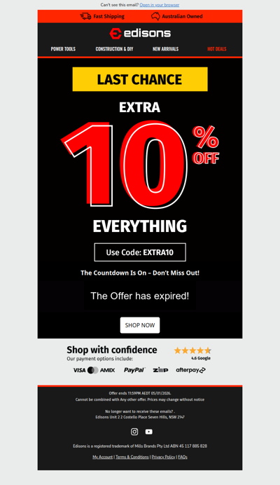 🚨 Last Call: Extra 10% Off Everything! 🚨