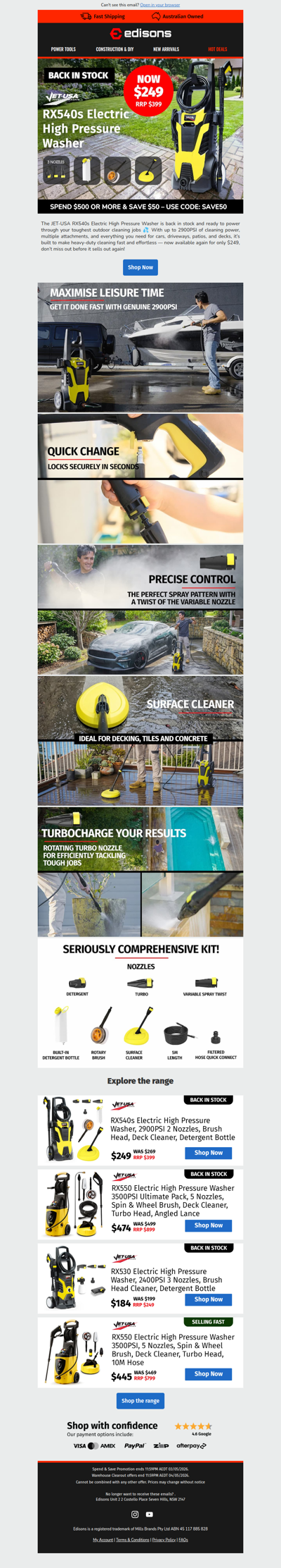 JET-USA RX540s Electric Pressure Washer