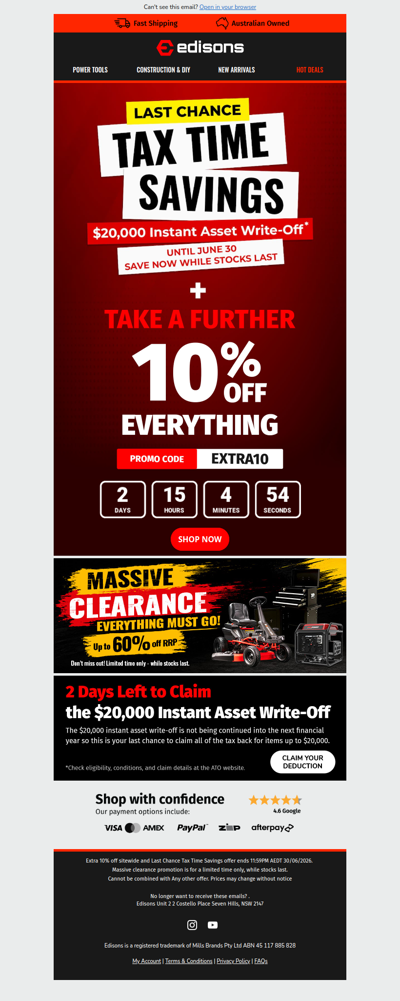 Final Days of Tax Time Savings! 😱