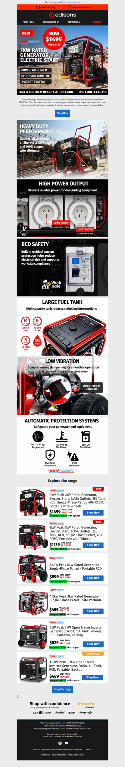 ⚡ Extra 10% OFF 8kW Genpower Generators – Limited Time!
