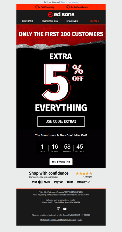 🚨 Hurry: Extra 5% Off Everything!