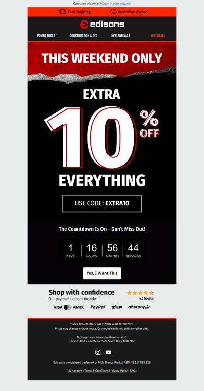 ⏰ Hurry: Extra 10% Off Everything!