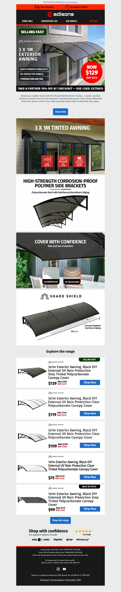 🚨 Act Fast! SHADE SHIELD Awning Sale!