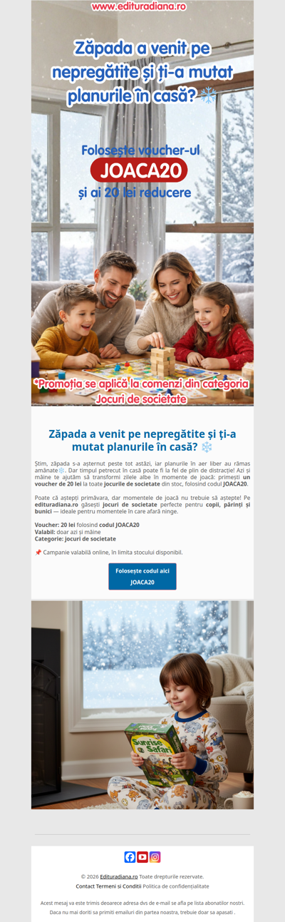 ❄️ Zăpada a venit pe nepregătite și ți-a mutat planurile în casă? ❄️Îți dăm noi un motiv bun să te bucuri de statul înăuntru!