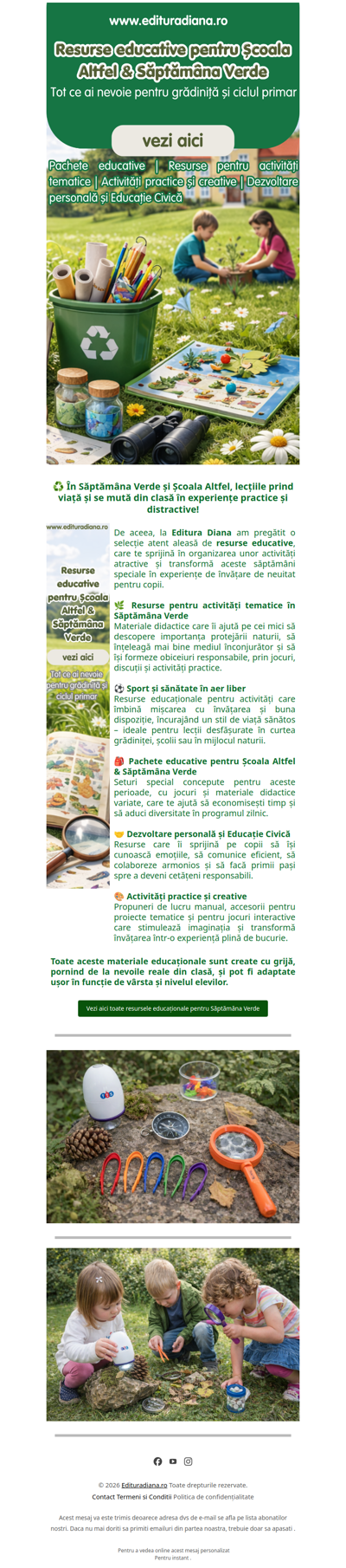 👉 Pentru Săptămâna Verde și Școala Altfel, avem exact ce-ți trebuie! ♻️