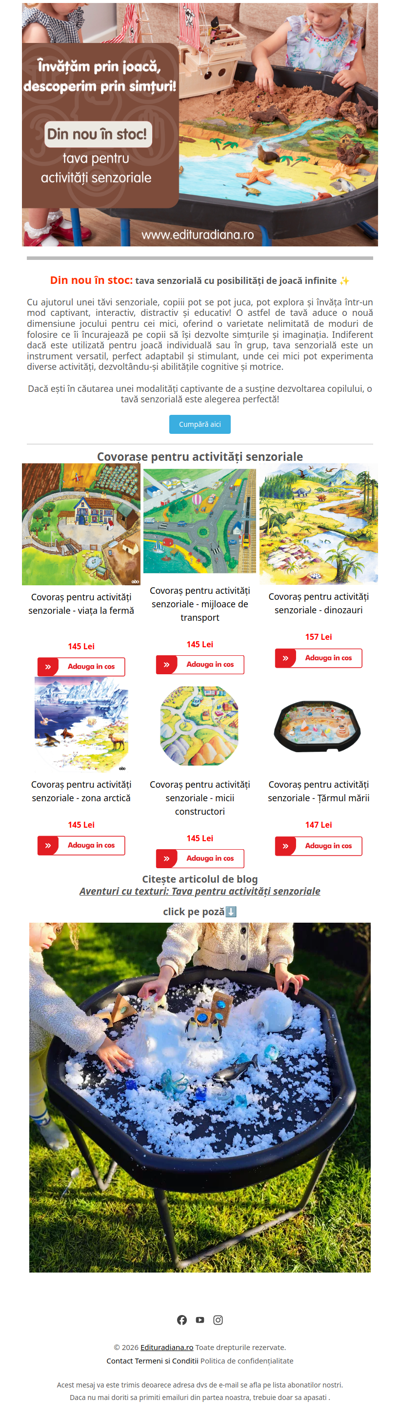 🔔 A revenit în stoc produsul tău preferat: Tava senzorială este din nou disponibilă!