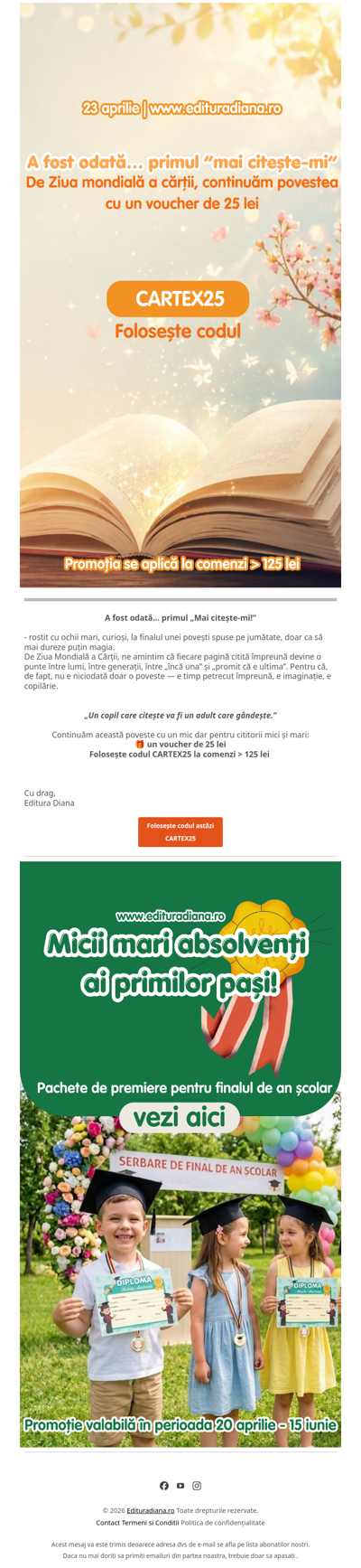 De Ziua Cărții, continuăm povestea cu un voucher de 25 lei 📣