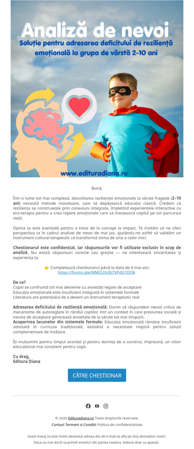 Ne oferi 5 minute? Opinia ta contează! Ai fost selectat să contribui la o cercetare educațională importantă