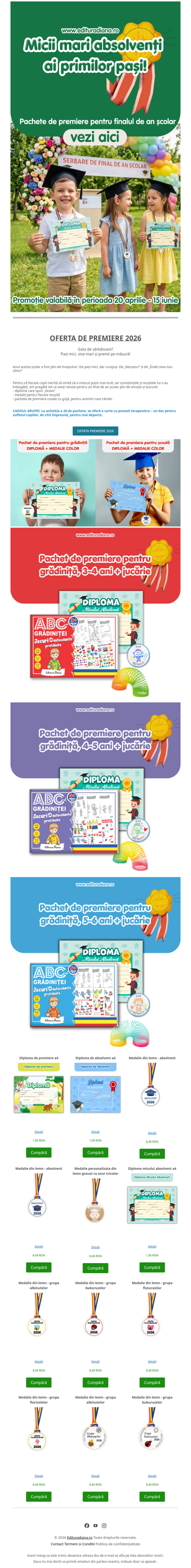 Sărbătorim micii mari absolvenți ai primilor pași! Vezi OFERTA DE PREMIERE 2026