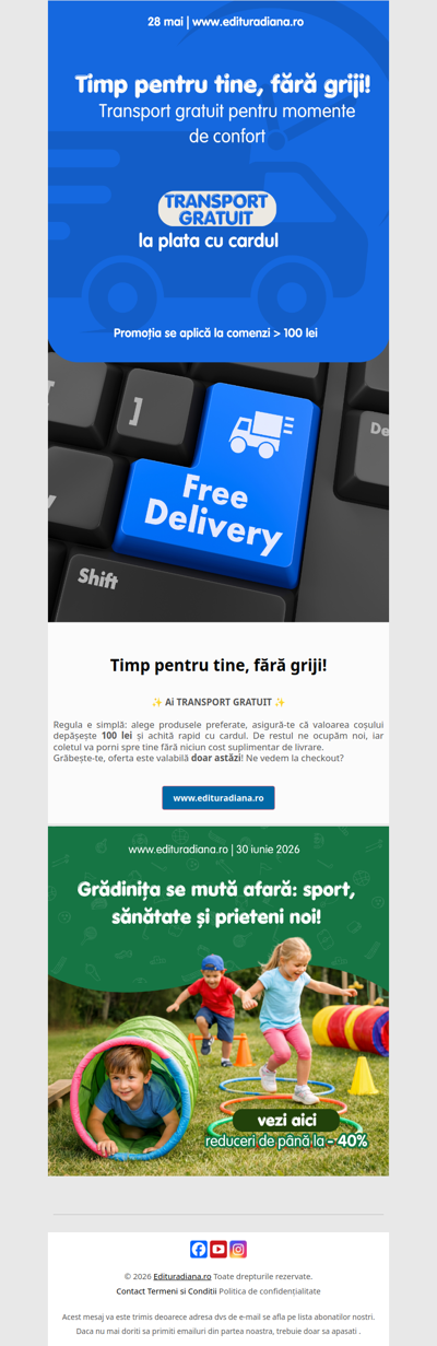 Coșul tău e pregătit? Azi ai TRANSPORT GRATUIT! 📦