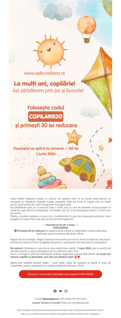 La mulți ani, copilărie!🎁Azi sărbătorim prin joc și bucurie💌Deschide CADOUL