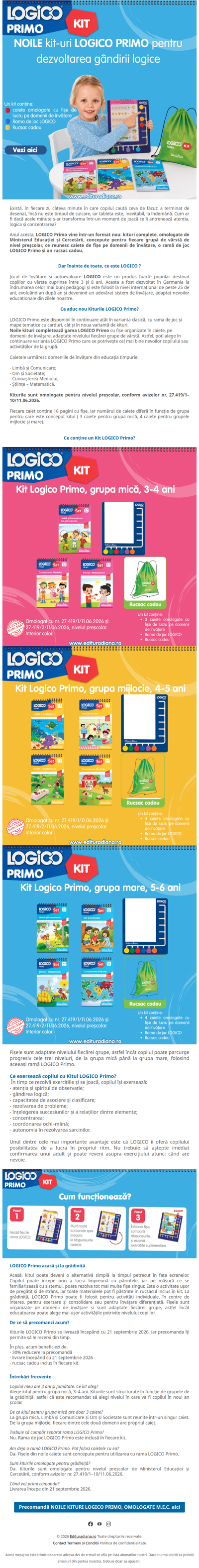 PREMIERĂ: s-au lansat pe edituradiana.ro Kiturile LOGICO PRIMO®, omologate M.E.C.