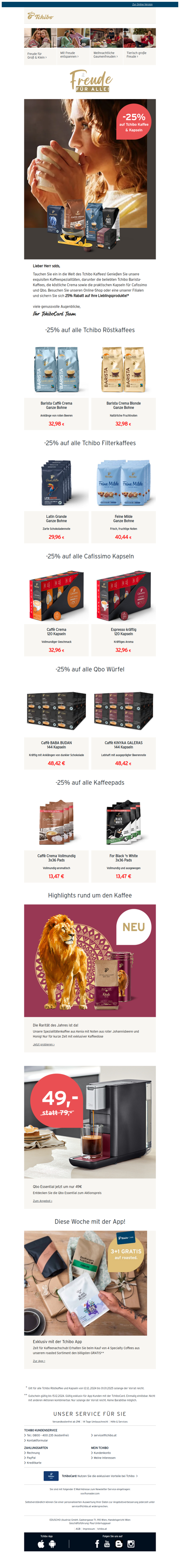 -25% auf unser Tchibo Sortiment! ☕