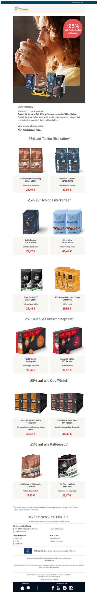 Nur für kurze Zeit: -25% auf unser Tchibo Sortiment! ☕