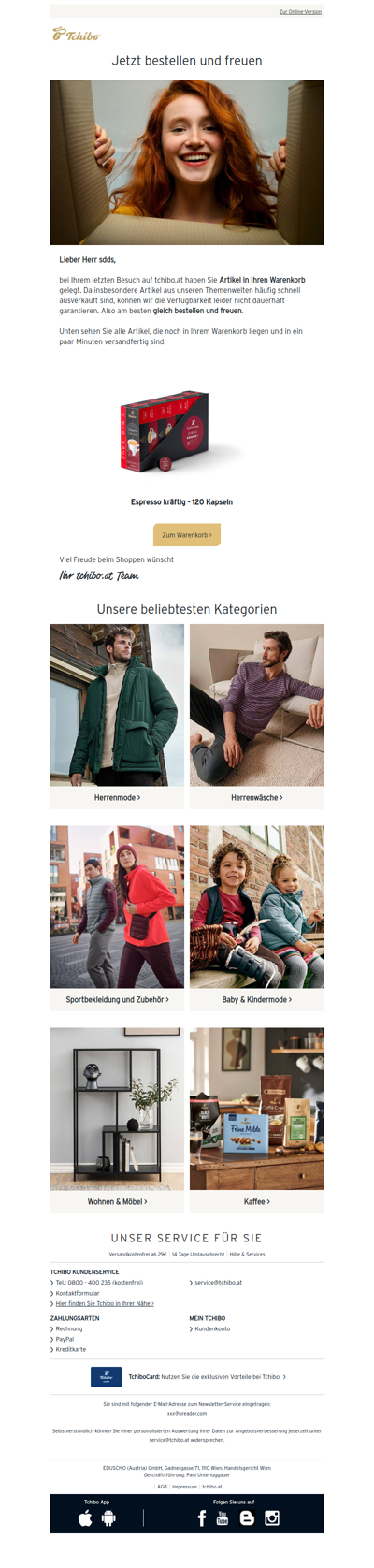 Ihr Warenkorb auf tchibo.at