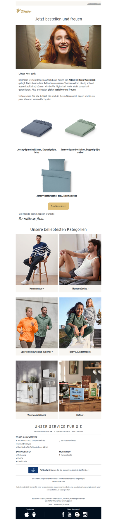 Ihr Warenkorb auf tchibo.at