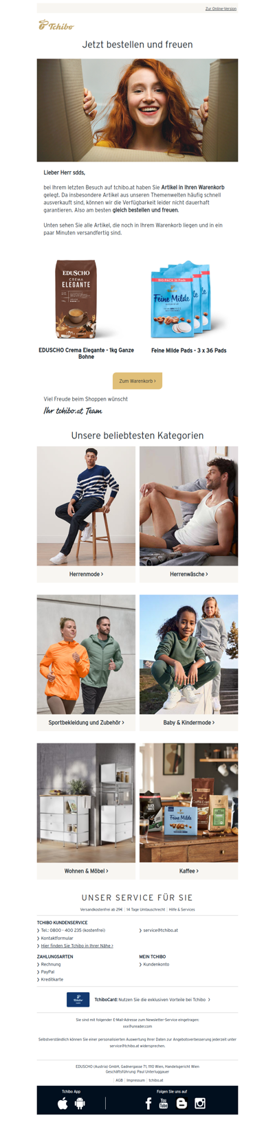 Ihr Warenkorb auf tchibo.at