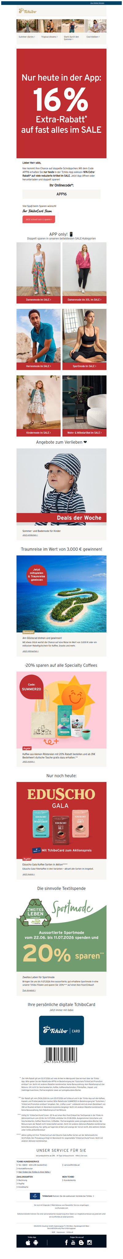 Nur heute in der App: 16% Extra-Rabatt auf fast alles im SALE 🛍️