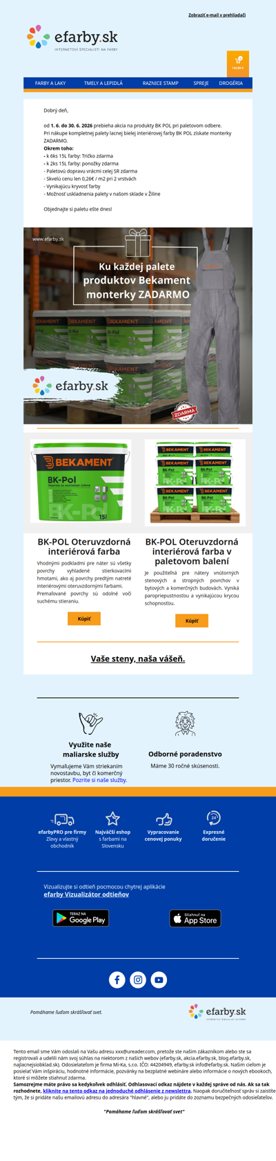 Júnová akcia BK POL: Monterky zdarma ku každej palete