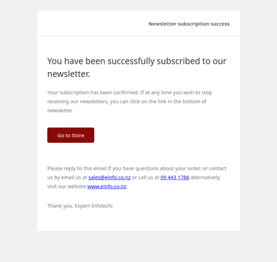 Newsletter subscription success