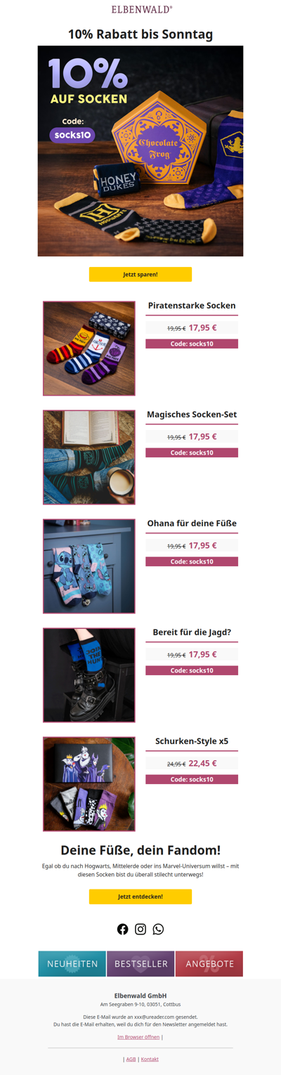 10% auf Socken für wahre Legenden