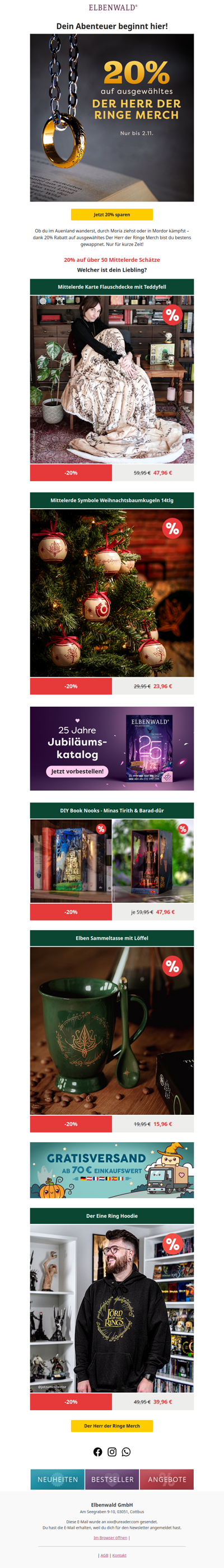 Spare 20% auf viele Der Herr der Ringe Schätze 💍