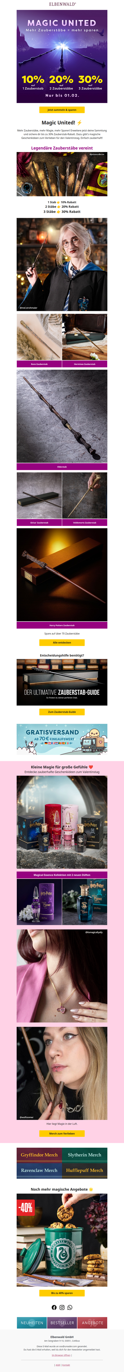 Bis zu 30% Zauberstab-Rabatt für Harry Potter Fans