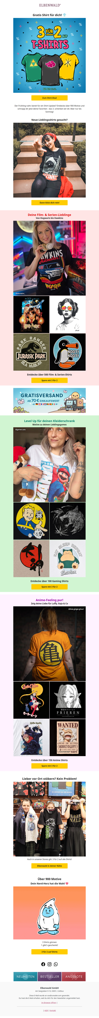 3 für 2: Gratis Shirt für dich, da 😍