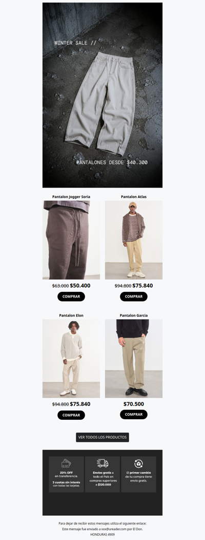 Pantalones a mitad de precio!