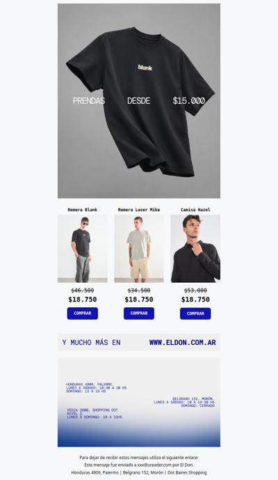 ULTIMAS PRENDAS DESDE $15.000