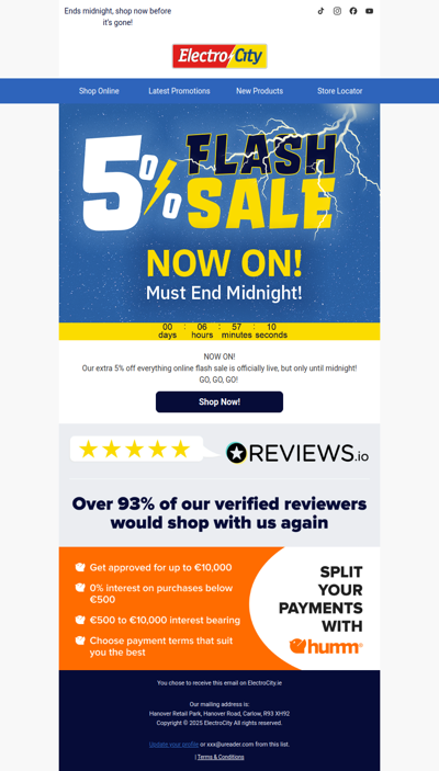 It’s ON! Extra 5% Off Online Only